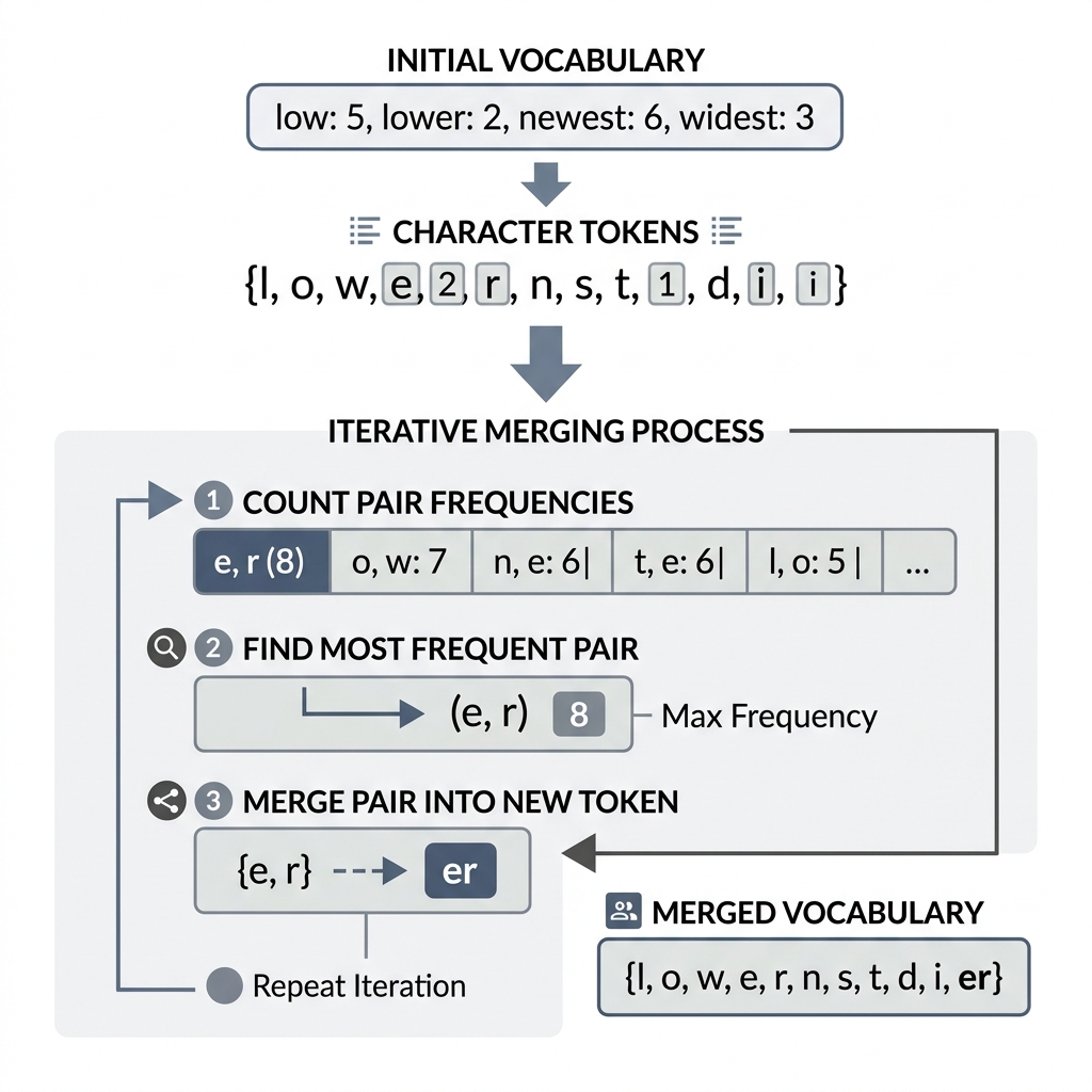 BPE Iterative Merging Mechanics